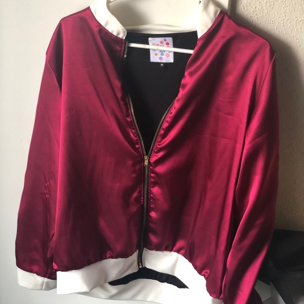 BURGANDY JERSEY STYLE JACKET